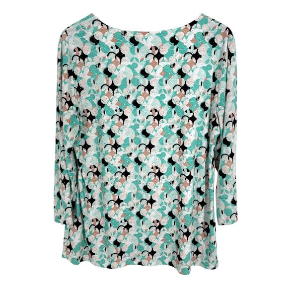 JM Collection Sz Large Tropical Stretch Comfy Blouse Shirt Top Beach Business - Picture 7 of 7